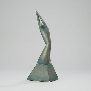 A Wiwen Nilsson painted plaster sculpture of a seated woman, ca 1925.
