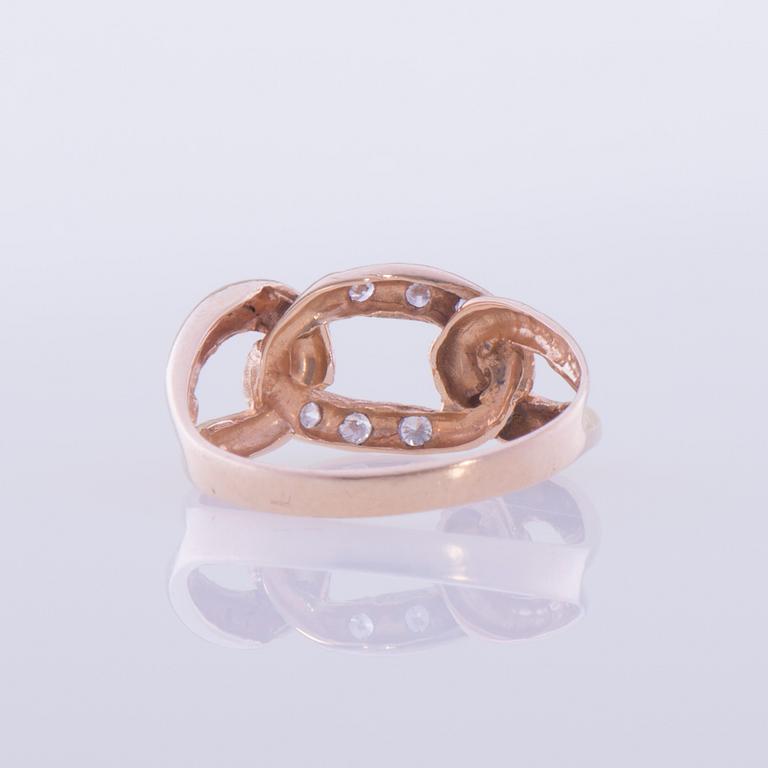 RING, 18K guld, briljantslipade diamanter. Svenska stämplar. Vikt ca 3,0 g.