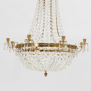 A contemporary Empire style chandelier for eight candles.