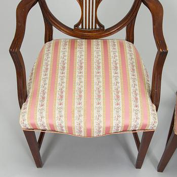 Matbord och stolar, 8 st, England 1970-tal.