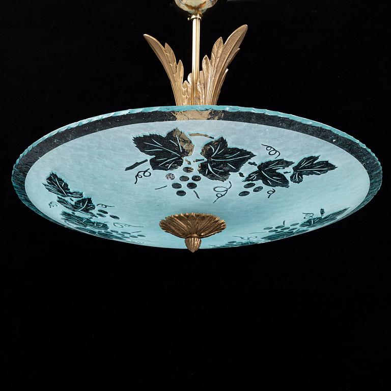 A mid 20th Century glass ceiling light.