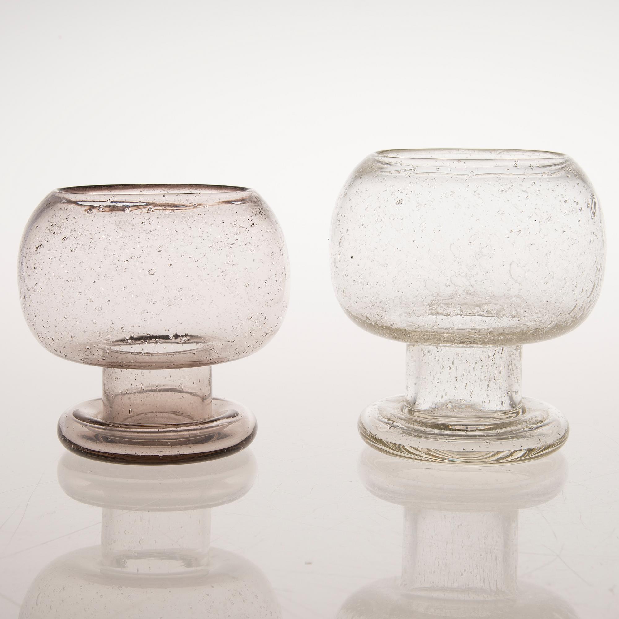 KAJ FRANCK Four Sargasso Glass Items, signed Nuutajärvi Notsjö.