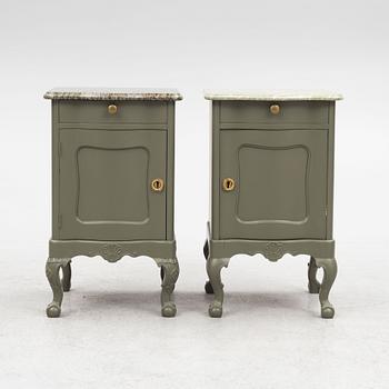 A pair of similar bedside tables, first half of the 20th century.