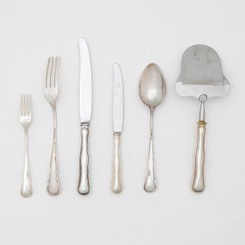 Bestickservis, silver, 33 delar, CG Hallberg, Stocholm, 1950-65.