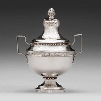 143. A Swedish 18th century silver sugar-bowl and cover, mark of Julius Marianus Bergs, Stockholm 1786.