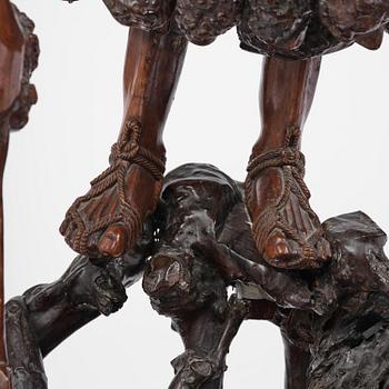 A large well sculptured root sculpture of 'Sholau and attendant', late Qing dynasty, 19th century.