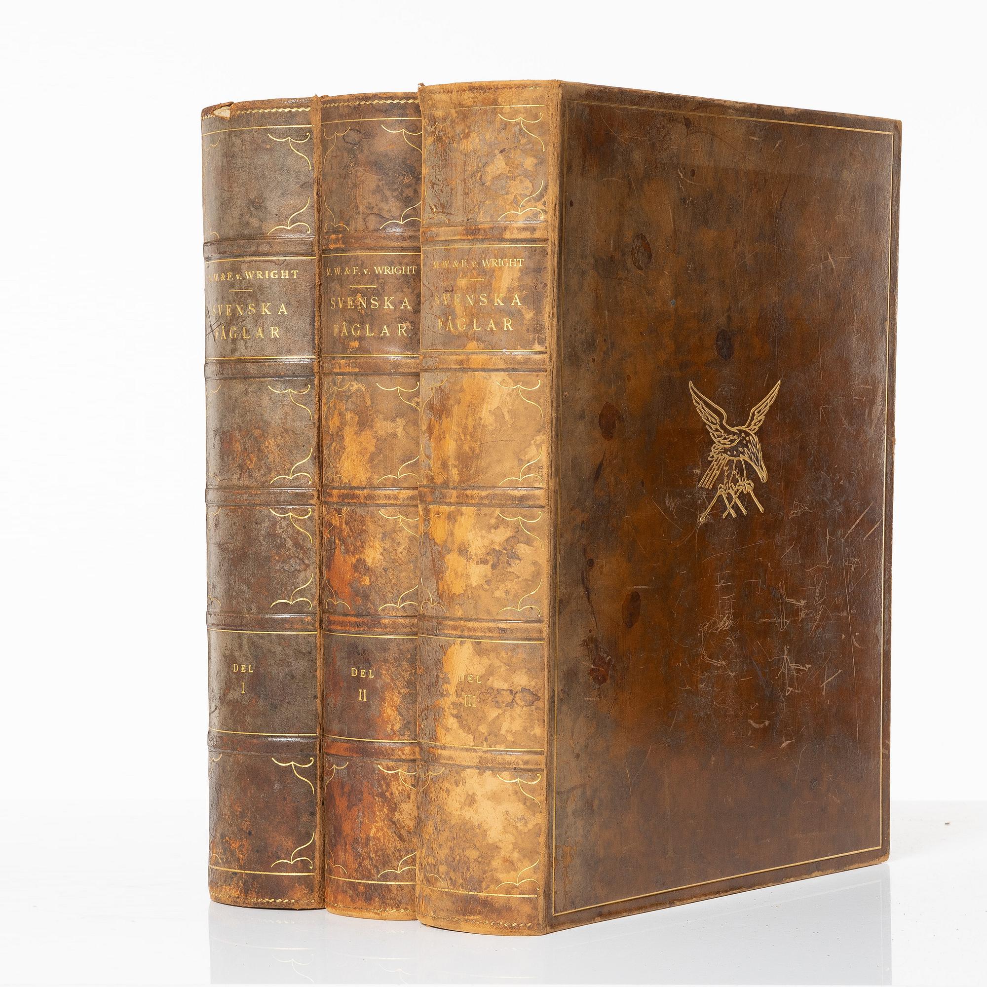 Bröderna von Wright, bokverk, 3 band, "Svenska fåglar", A. Börtzells tryckeri AB, Stockholm, 1927-1929.