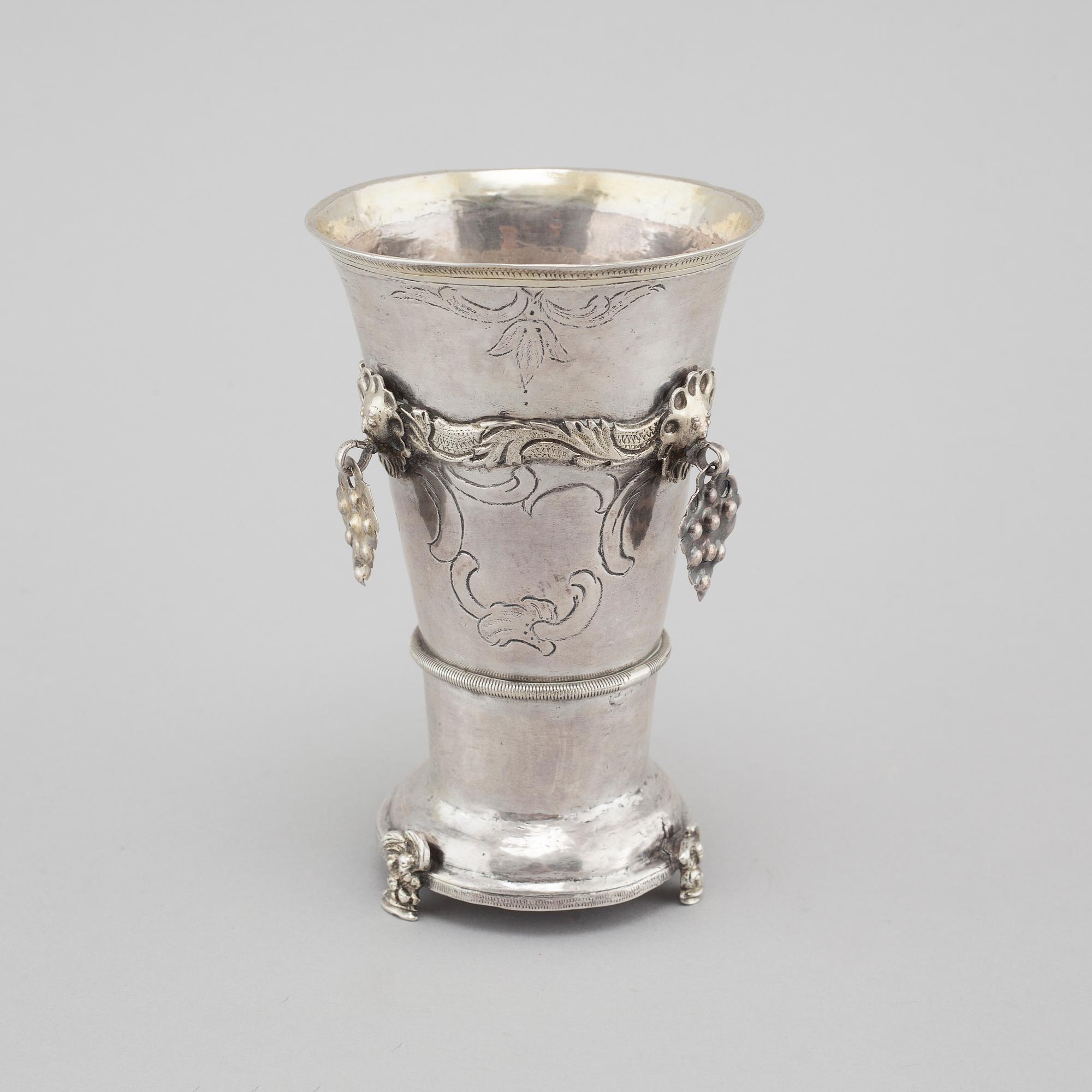 An 18th century silver goblet with no markings.