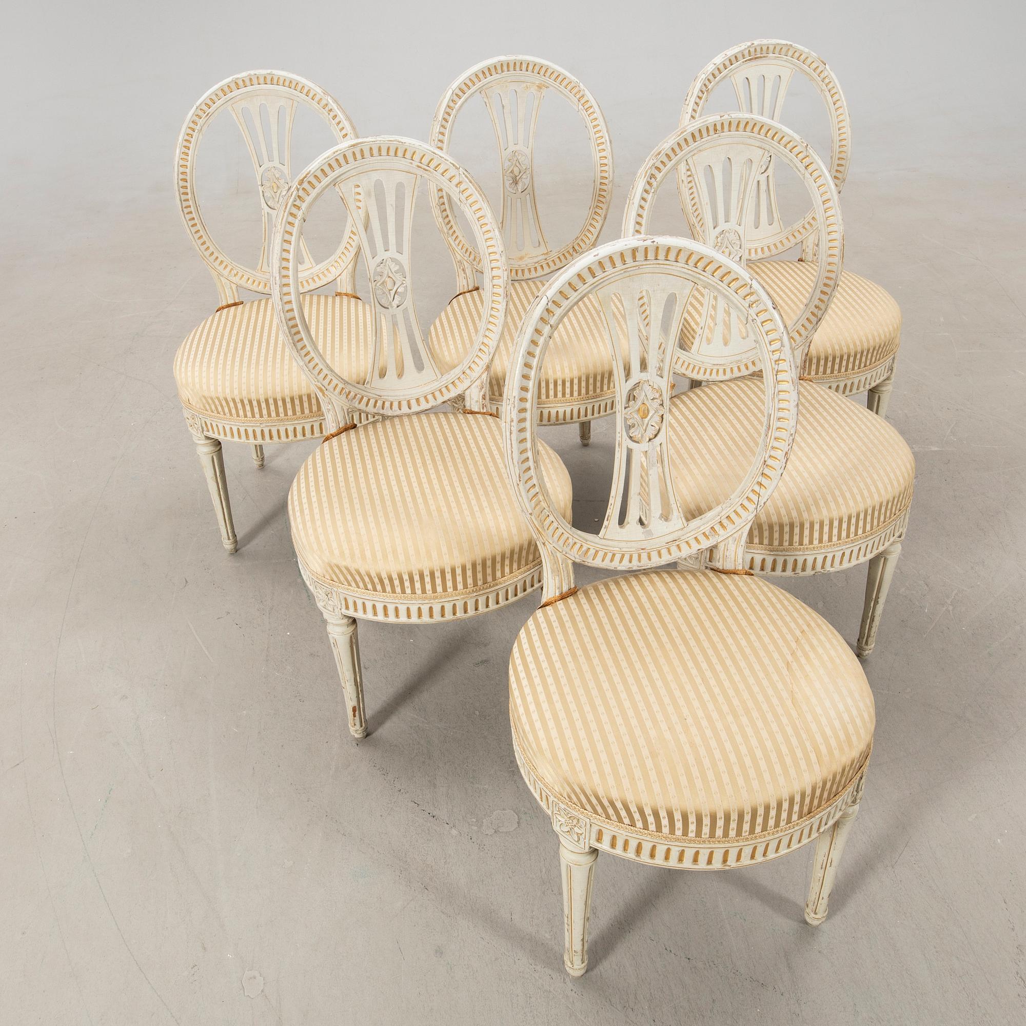 Chairs 6 pcs Sengustavian Lindomar work, first half of the 19th century.