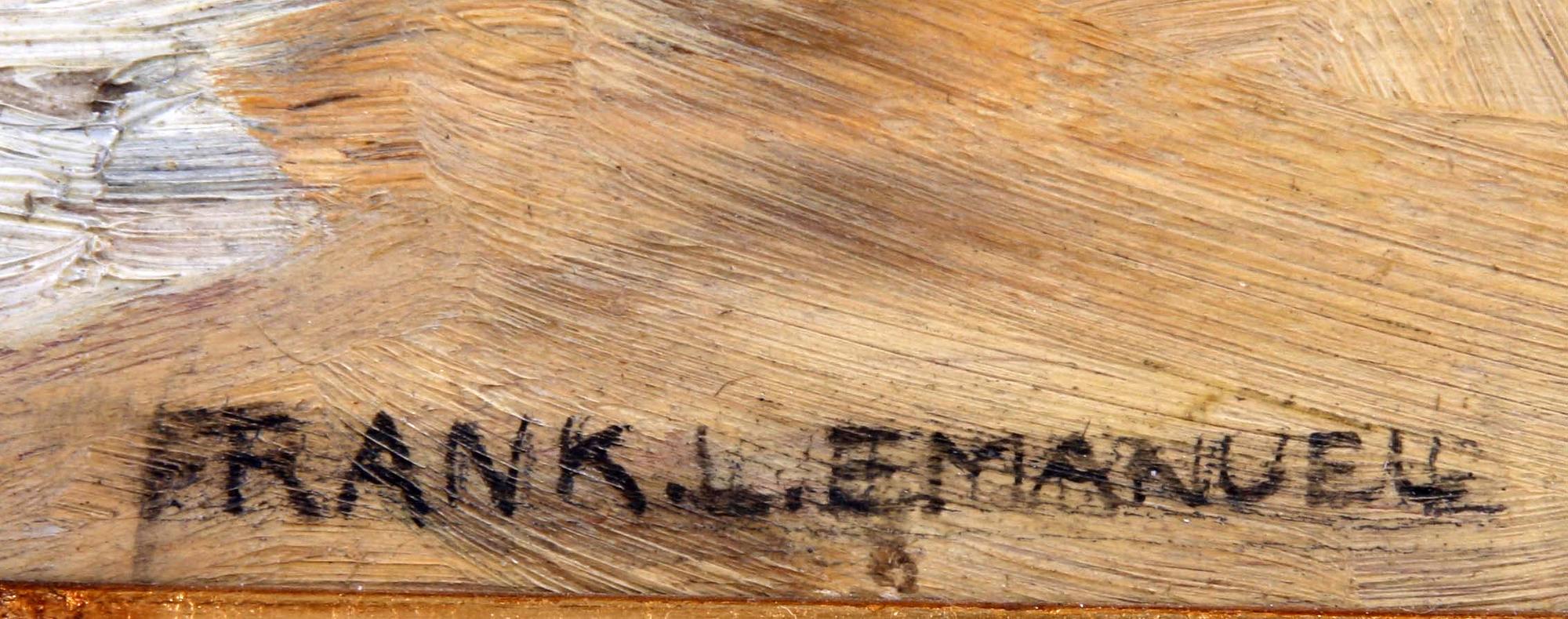 FRANK L. EMANUEL, olja på pannå, sign.