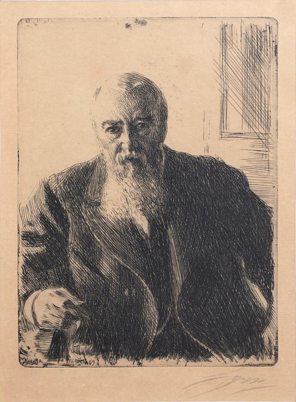 Anders Zorn, a signed etching from 1909.