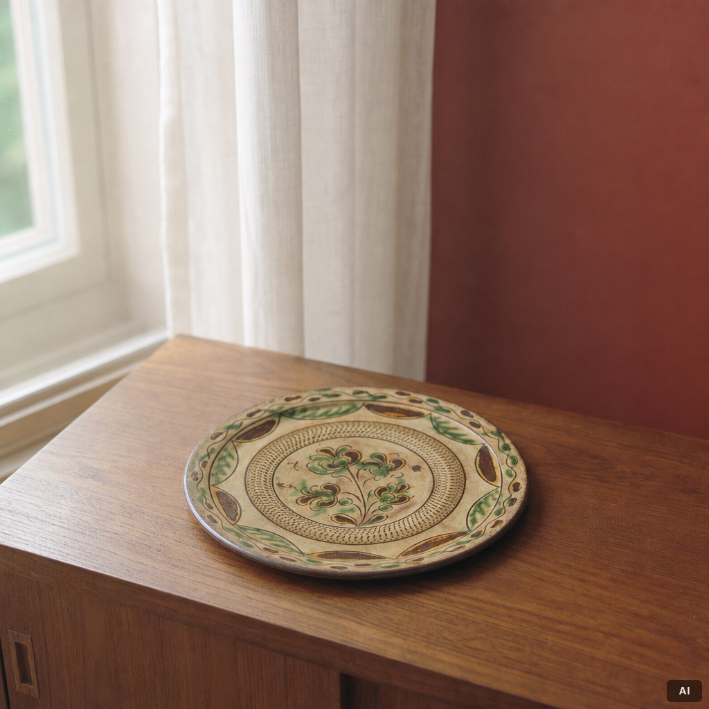 An earthenware dish, dated 1792.