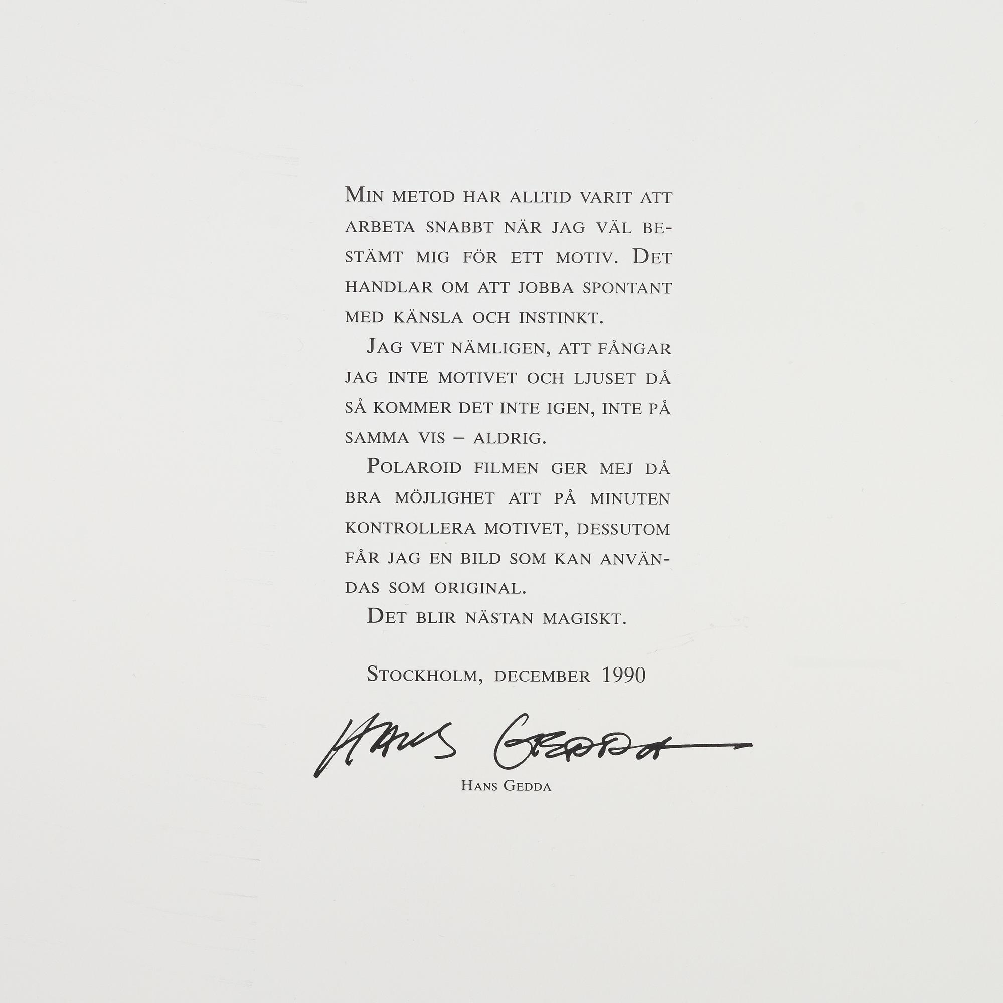 Hans Gedda, portfölj med 6 offsettryck, 1990, signerade 158/200.