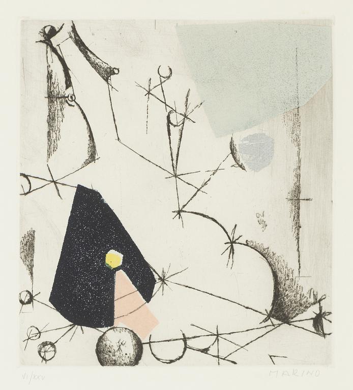 Marino Marini, etching and aquatint in colours. Signed and numbered VI/XXV in pencil.