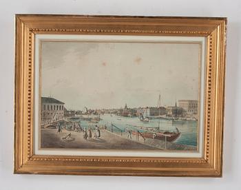 Johan Fredrik Martin, "Utsigt af Stockholm tagen ifrån ingången till Blasiiholmen" (=Vue of Stockholm from Blasieholmen).