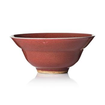1015. A red glazed bowl, Qing dynasty, 18th century.