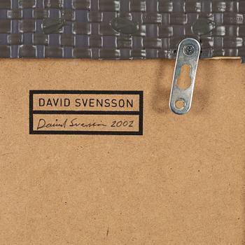 David Svensson, acrylic on woven plastic on panel, signed and dated 2002 verso.