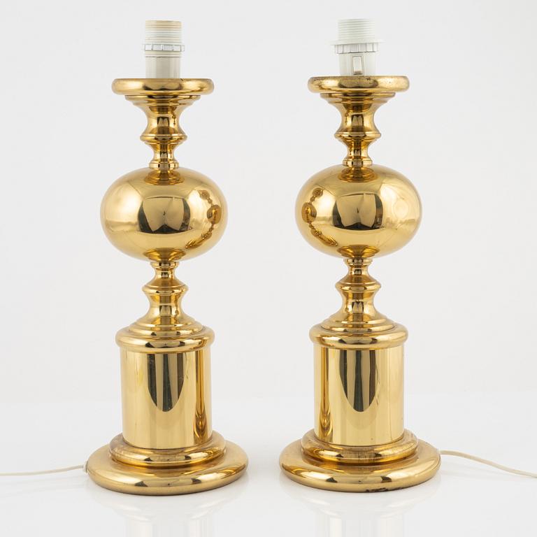 A pair of brass table lights, second half of the 20th Century.