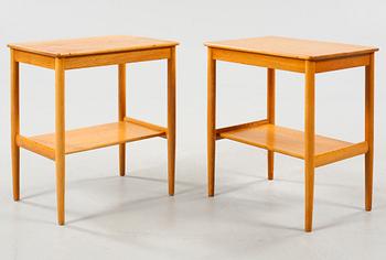 A pair of bed tables from the Triva series, Nordiska Kompaniet, designed by Yngvar Sandström, made 1961.