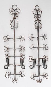 VÄGGAPPLIQUER, 1 par, smide, 1800-tal.