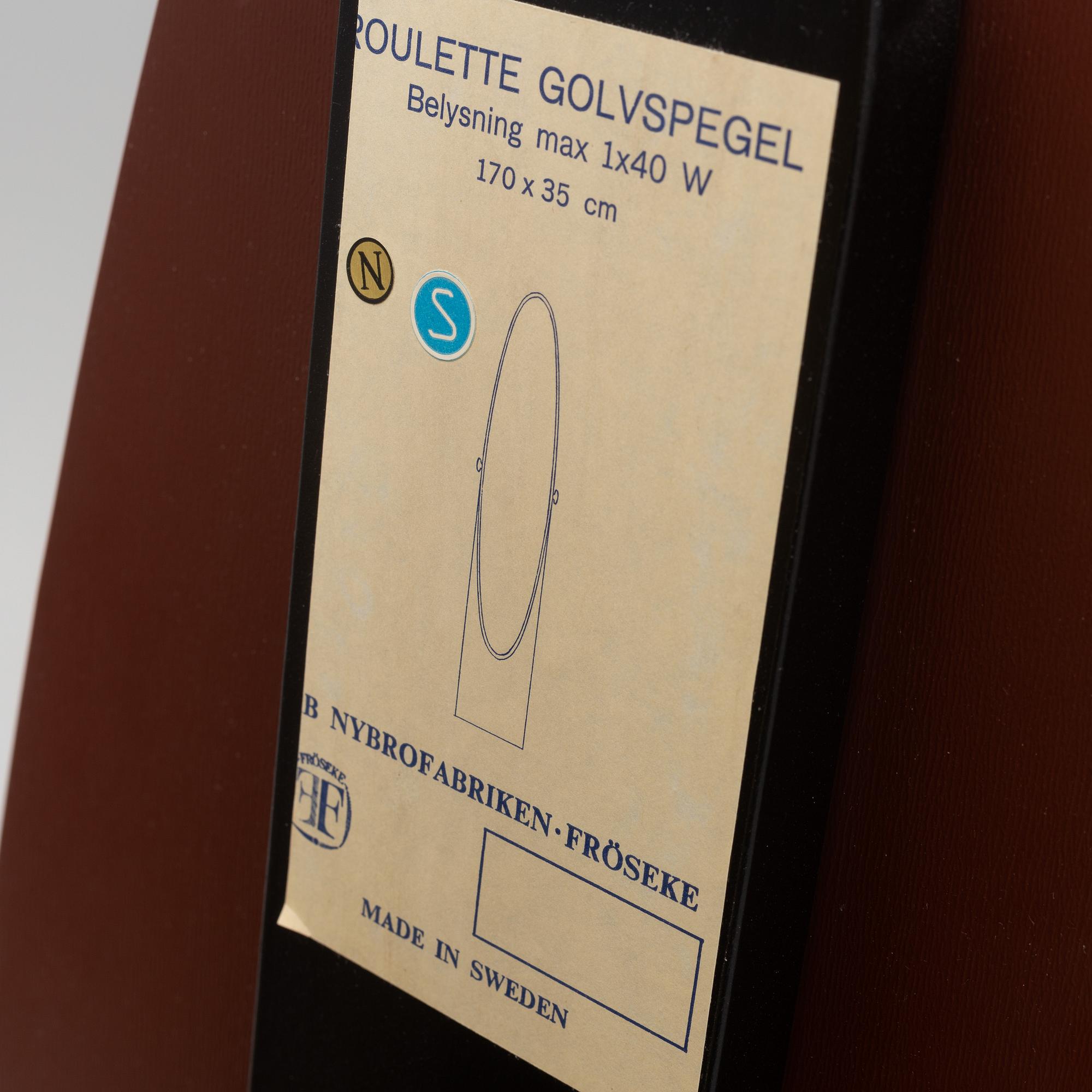 A 'Roulette' mirror and stool, AB Nybrofabriken, Fröseke, second half of the 20th Century.