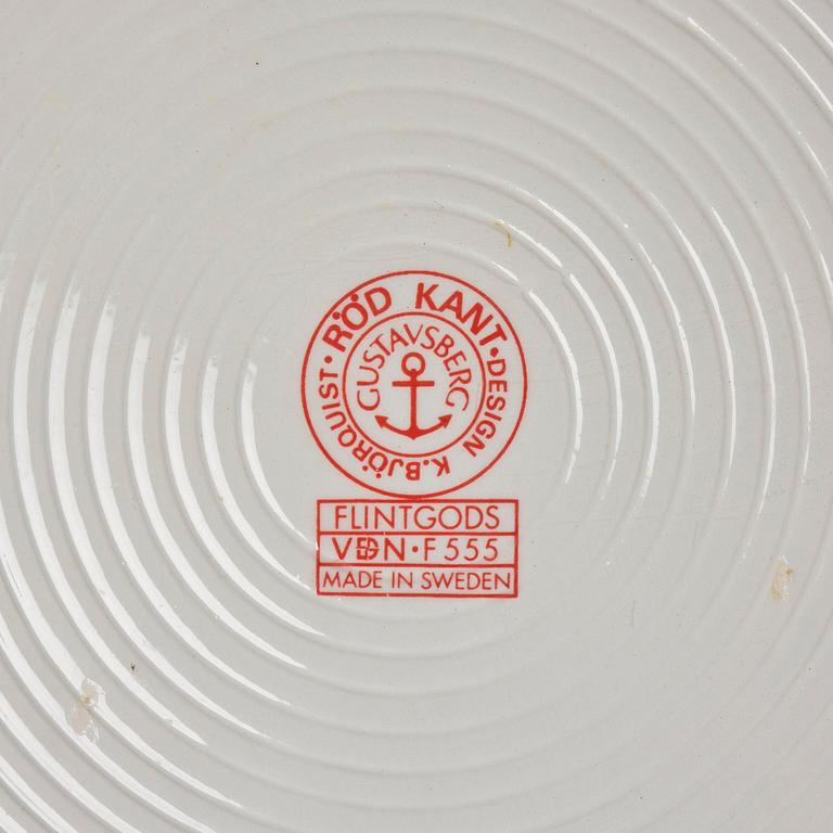 Karin Björquist, a 76-piece “Röd kant” bone china dinner service, Gustavsberg, post 1968.