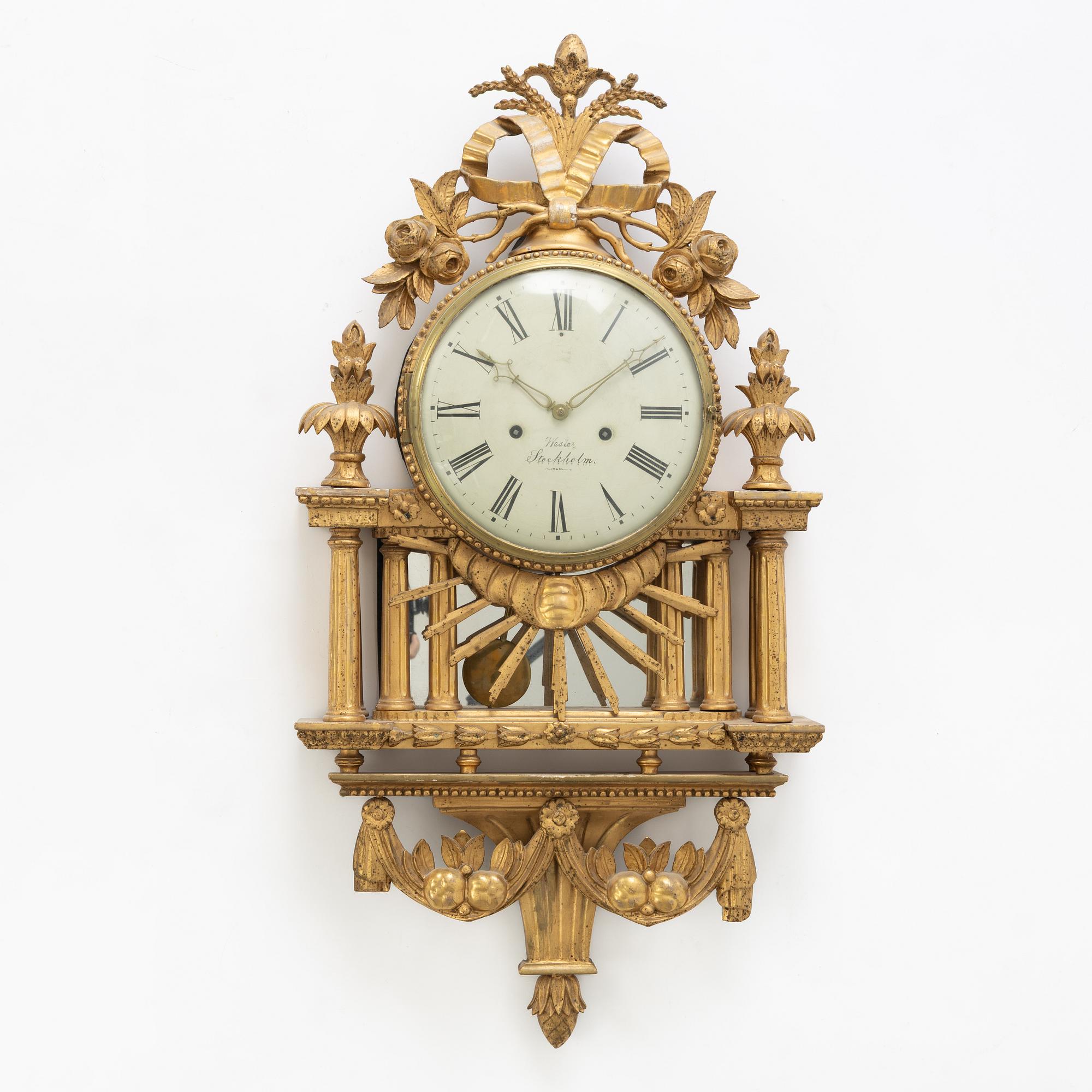 Wall clock, late Gustavian, late 18th century.