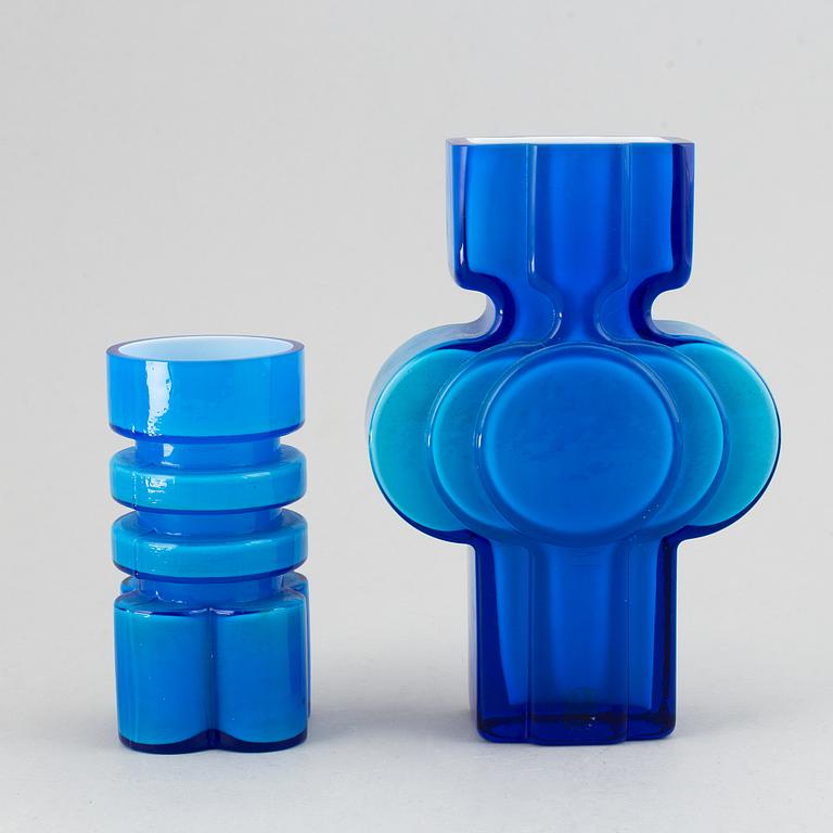 PO Ström, two 1960's-/70's glass vases, Alsterfors Glassworks, Sweden.