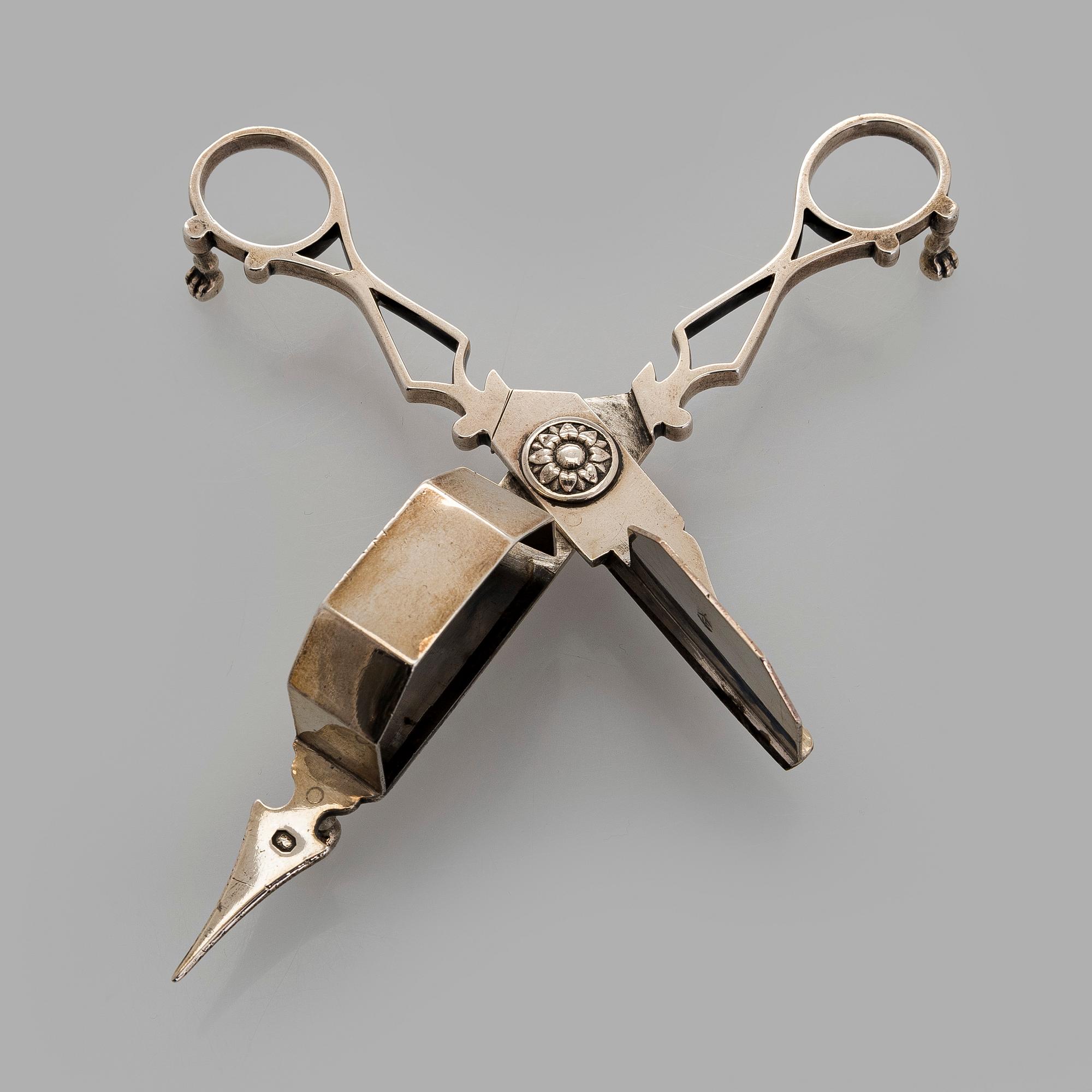 Silver candle snuffer scissors, France 1793/1794, and Paris mark 1809-19.