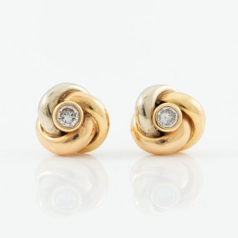 Cartier, earrings, a pair, "Trinity" 18K gold with round brilliant-cut diamonds.