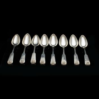 SKEDAR, 8 st, silver, Fredrik Strömsten, Helsingfors, Finland, 1842. Vikt ca 531.