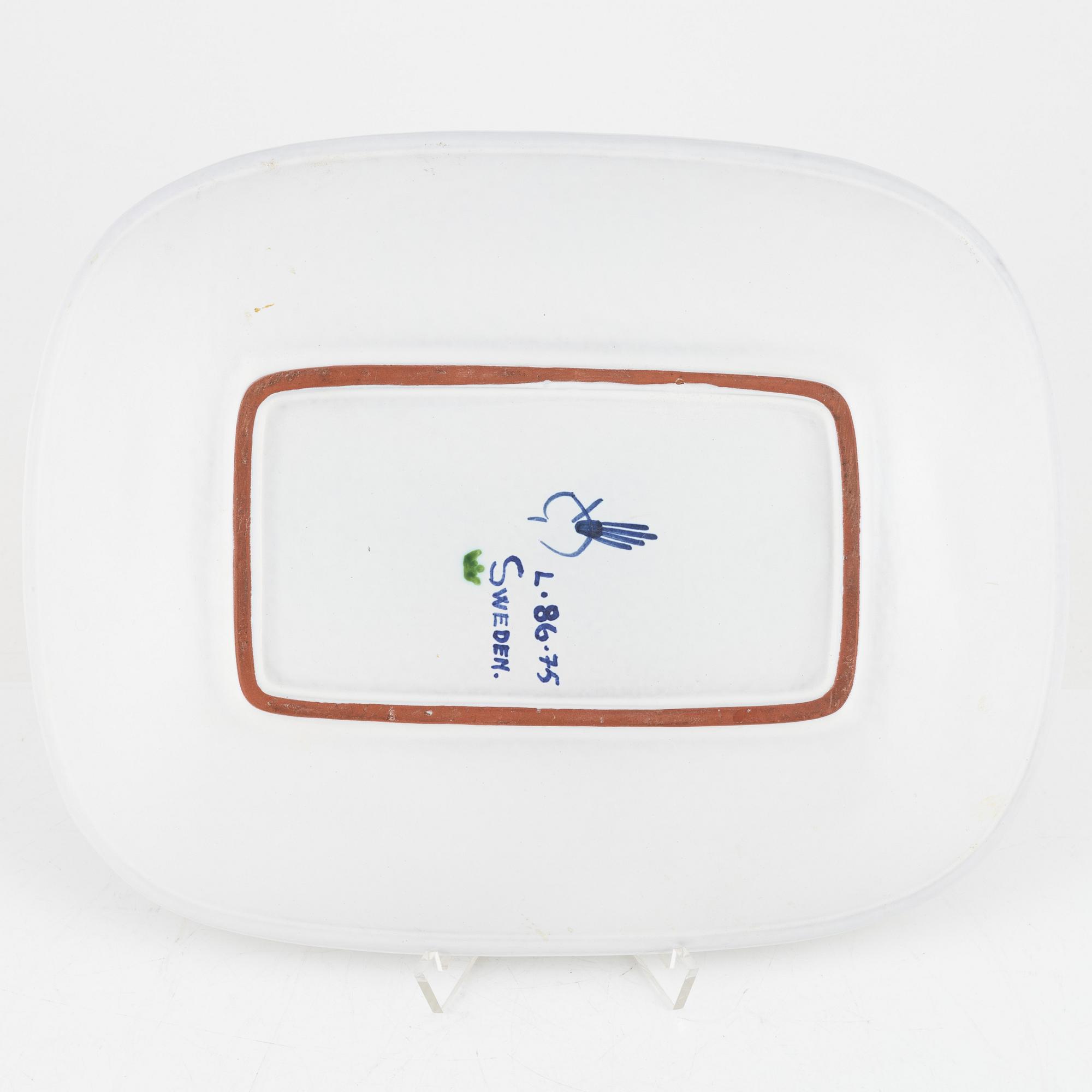 Stig Lindberg, a faience dish, Gustavsbergs studio.