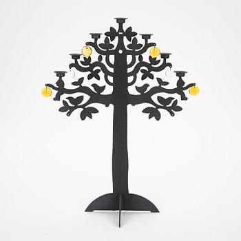 Bertil Vallien, a blackened iron candelabrum, 'Livets träd', Boda Smide.