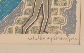WALDEMAR LORENTZON, färglitografi, signerad.