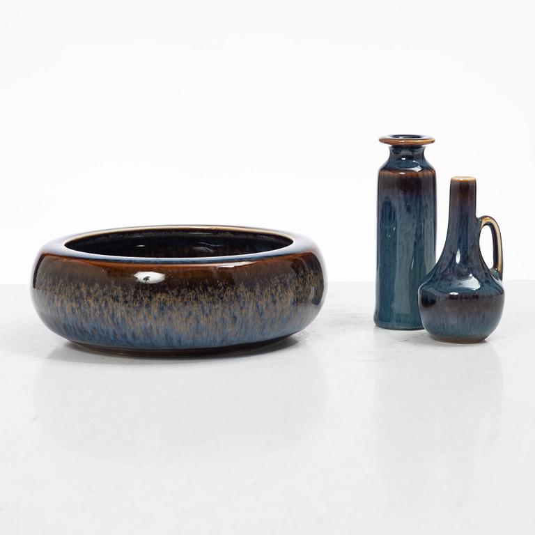 Carl-Harry Stålhane, a stoneware bowl and two miniature vases, Rörstrand, Sweden.