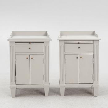 A pair of bedside tables, later part of the 20th century.