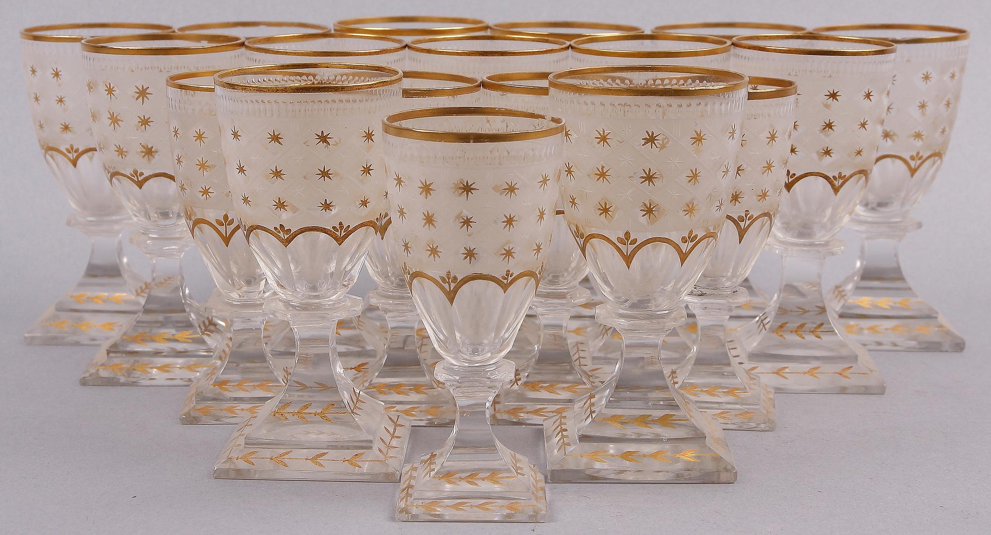 SERVISDELAR, 18 delar, glas, "Odelberg", Kosta.