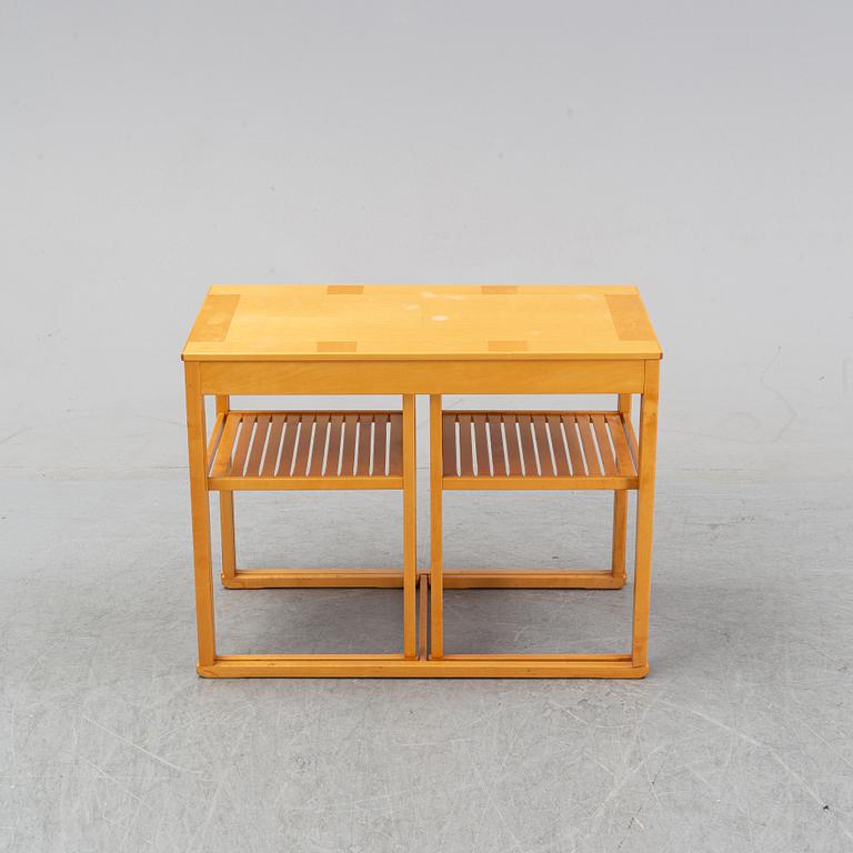 Carl Malmsten, a nest of three birch tables, 'Släden', Åfors Möbelfabriks AB.