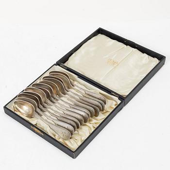 Twelve Swedish silver teaspoons, 19th–20th century.