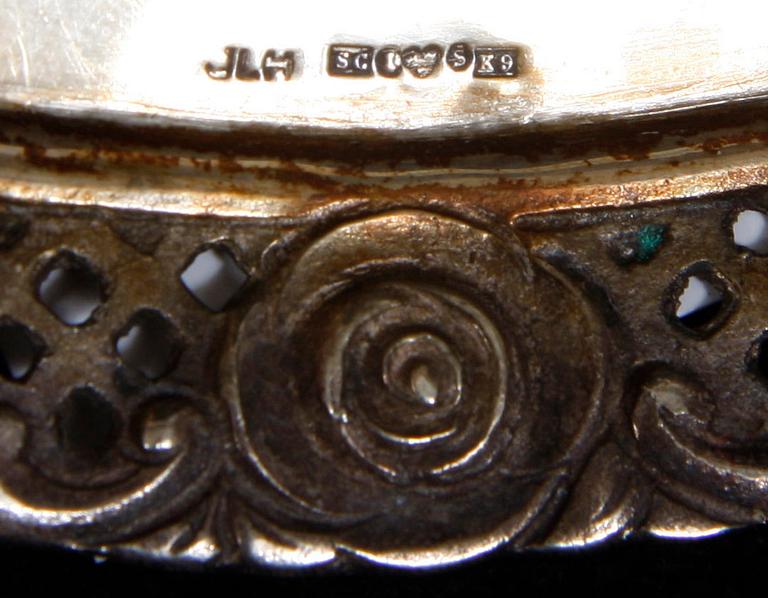 GRÄDDSNIPA, SOCKERSKÅL, samt BRICKA, silver, J L Hultman, ca 215 g.