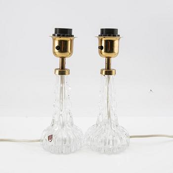 Carl Fagerlund, table lamps a pair Orrefors late 20th century.