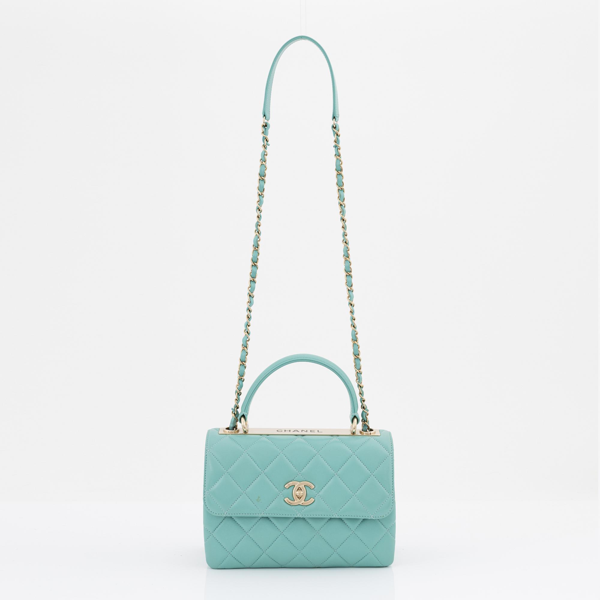 Chanel, a mint green 'Trendy CC' top handle flap bag,2020.