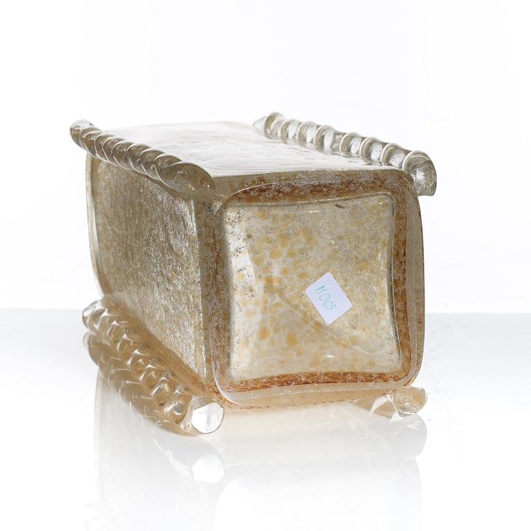 attributed to, a square glass vase, Murano Italy mid 20thC.