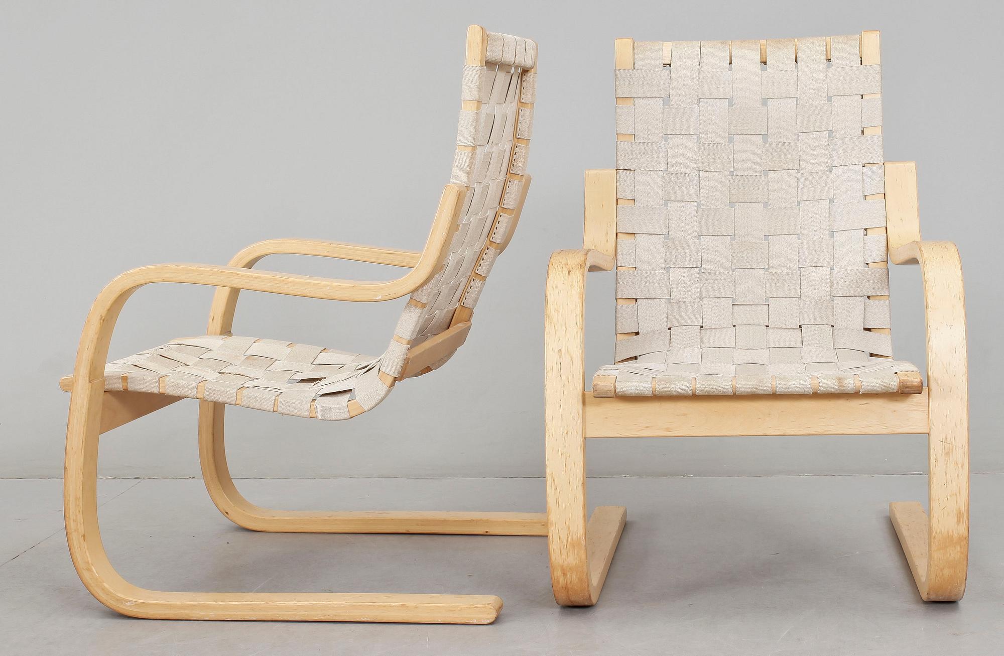 FÅTÖLJER, ett par, "406", Alvar Aalto, Finland, 1900-talets slut.