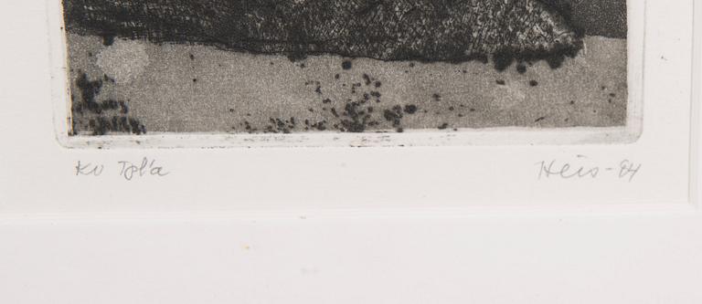 OUTI HEISKANEN, etsning, signerad och daterad -84, numrerad Kv Tpl'a.