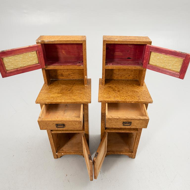 Bedside tables, a pair, first half of the 20th century.