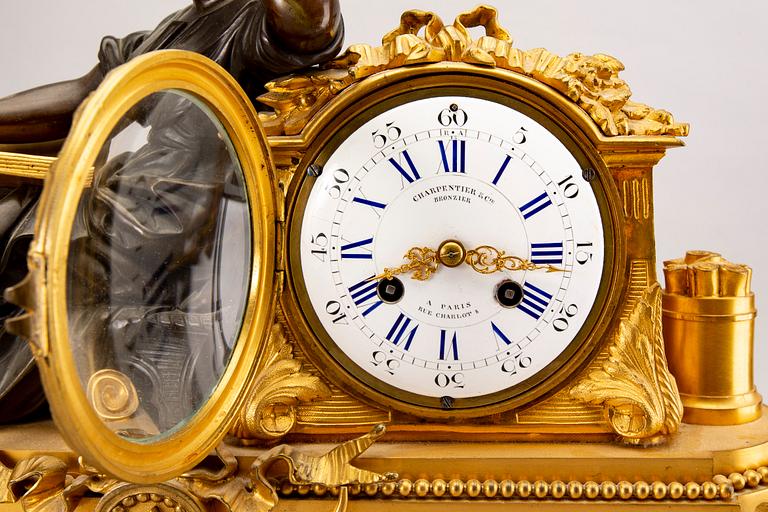 A Louis XVI-style gilded bronze clock later part of the 19th century.