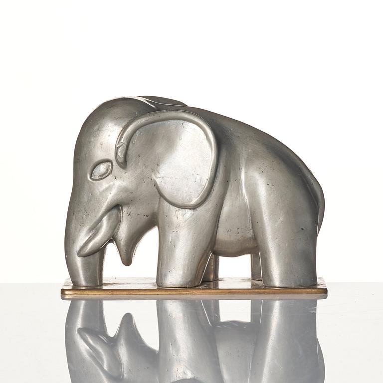 Björn Trägårdh, a pewter sculpture of an elephant model "1734", Firma Svenskt Tenn, Stockholm 1930s-40s.