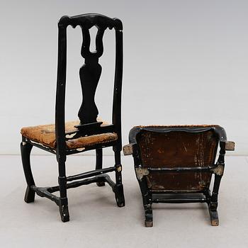 STOLAR, 2 st, senbarock, 1700-tal.