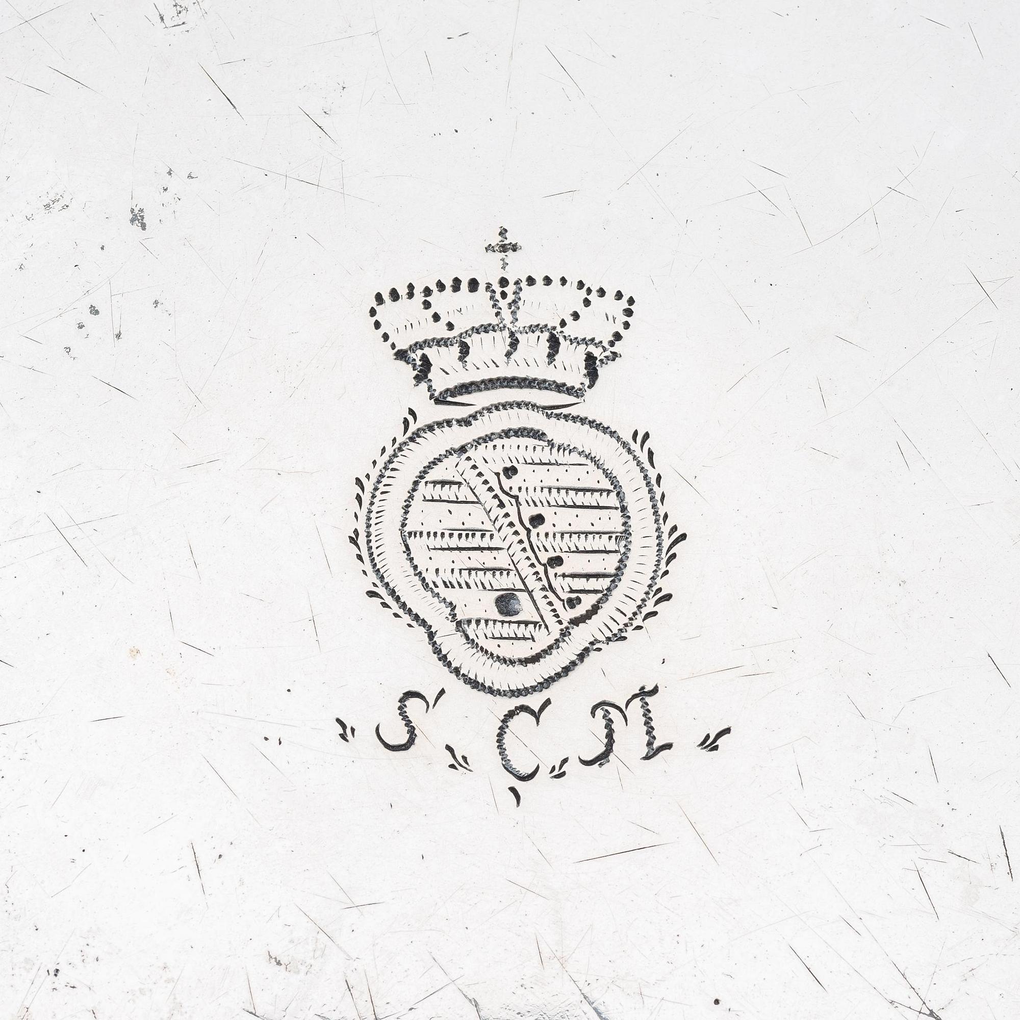 An 18th century silver tazza, mark of Johann Martin I Satzger, Augsburg 1747-1749.